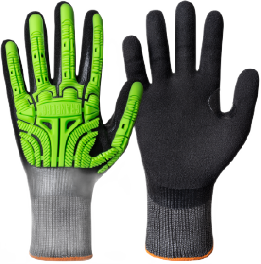 Kuttbestandige Slaghansker – Høy slitestyrke, fleksibel passform (115.5503-7, Svart/grønn, 6 Par, størrelse-7)