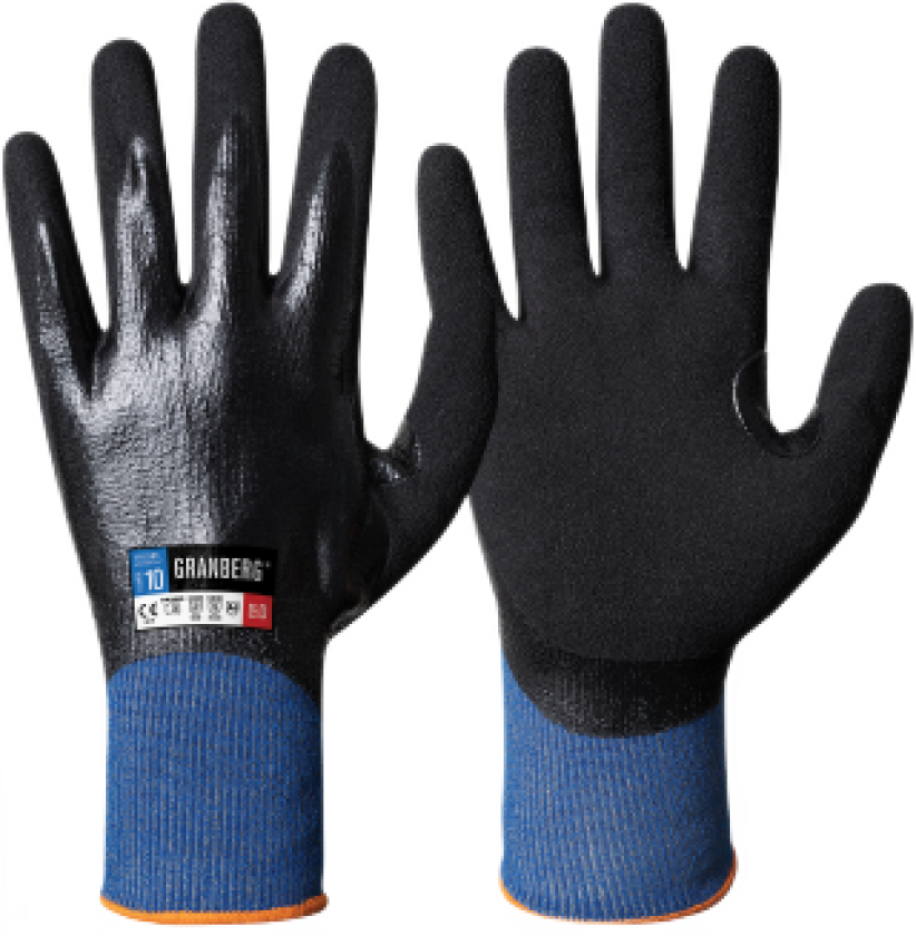 Kuttbestandige Hansker – Høy beskyttelse, utmerket grep (116.593-8, Svart blå, 12 Par, størrelse-8)