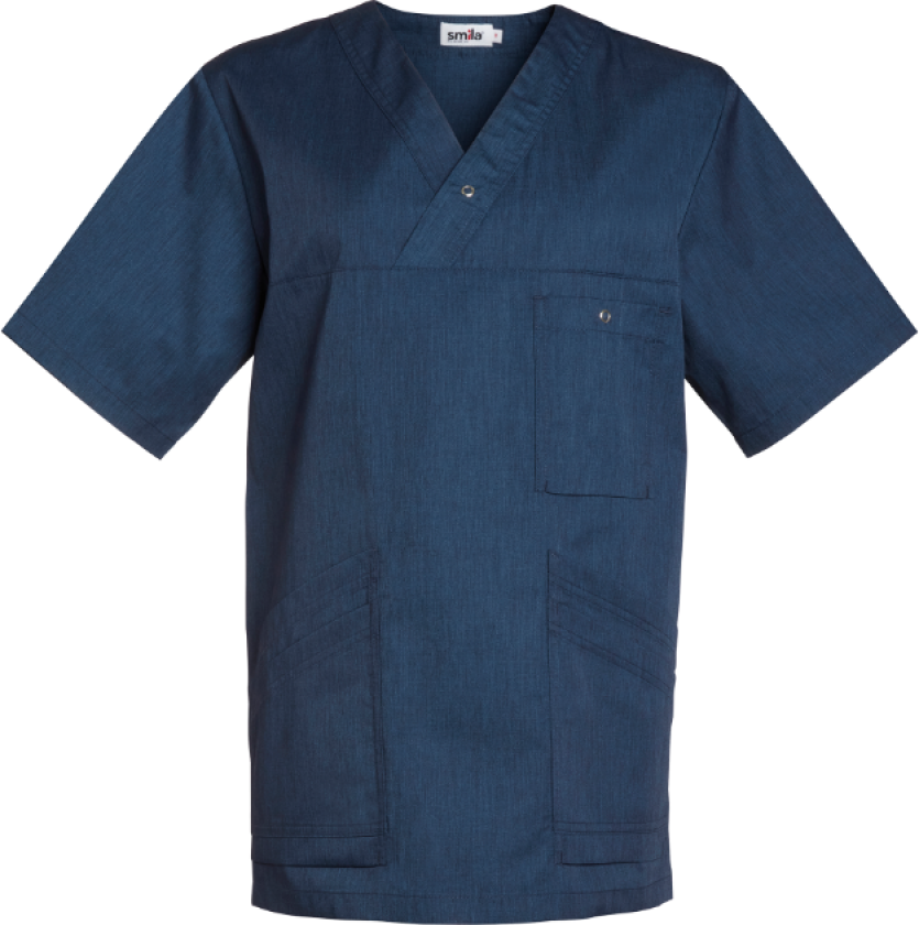 Malte V-Tunic – Komfortabel og Praktisk(1000715, Blåmelert, Unisex, 1 stykke, størrelse-XXL)