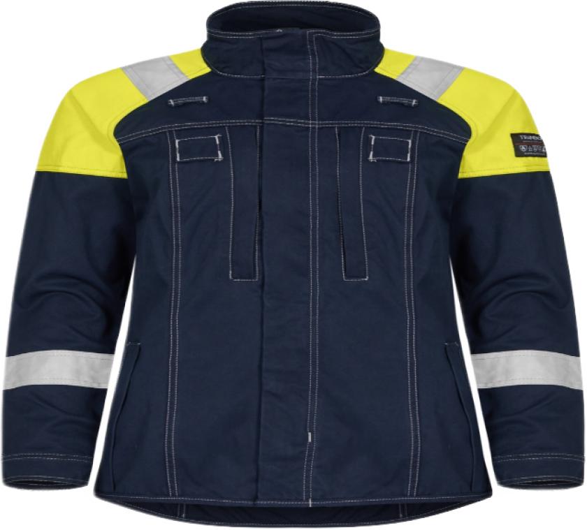 Damejakke – Flammehemmende, Høy Beskyttelse (57398894-XS, Gul/marineblå, 1 Stykk, størrelse-XS)