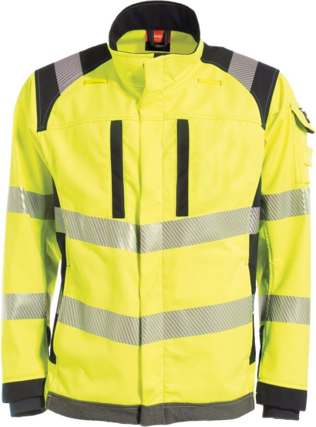 Softshelljakke – Flammehemmende, Vannavvisende (51459594-S, Gul/marineblå, 1 Stykk, størrelse-S)
