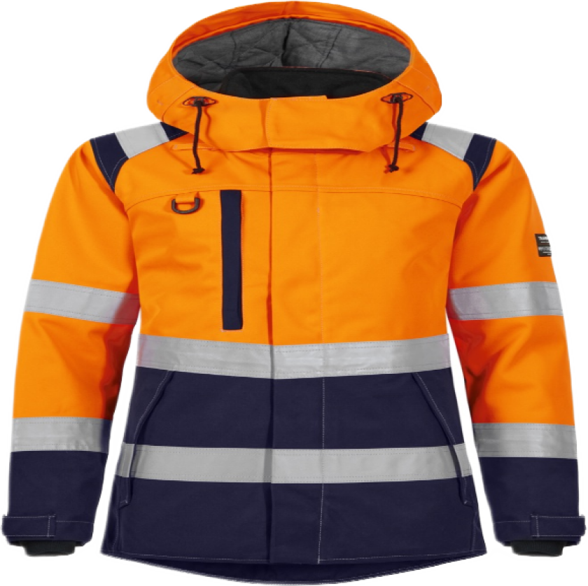 Dame Vinterjakke – Flammehemmende, Vanntett (52098293-S, Oransje/marine, 1 Stykk, størrelse-S)