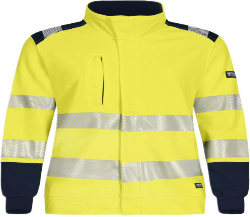 Collegejakke Dame – Flammehemmende, Komfortabel (50398994-S, Gul/marineblå, 1 Stykk, størrelse-S)