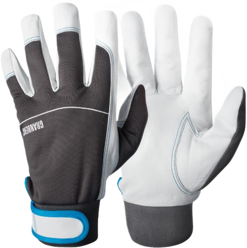 Monteringshansker – Høy slitestyrke, komfortabel passform (113.1040-8, Grå/hvit/blå, 12 Par, størrelse-8)