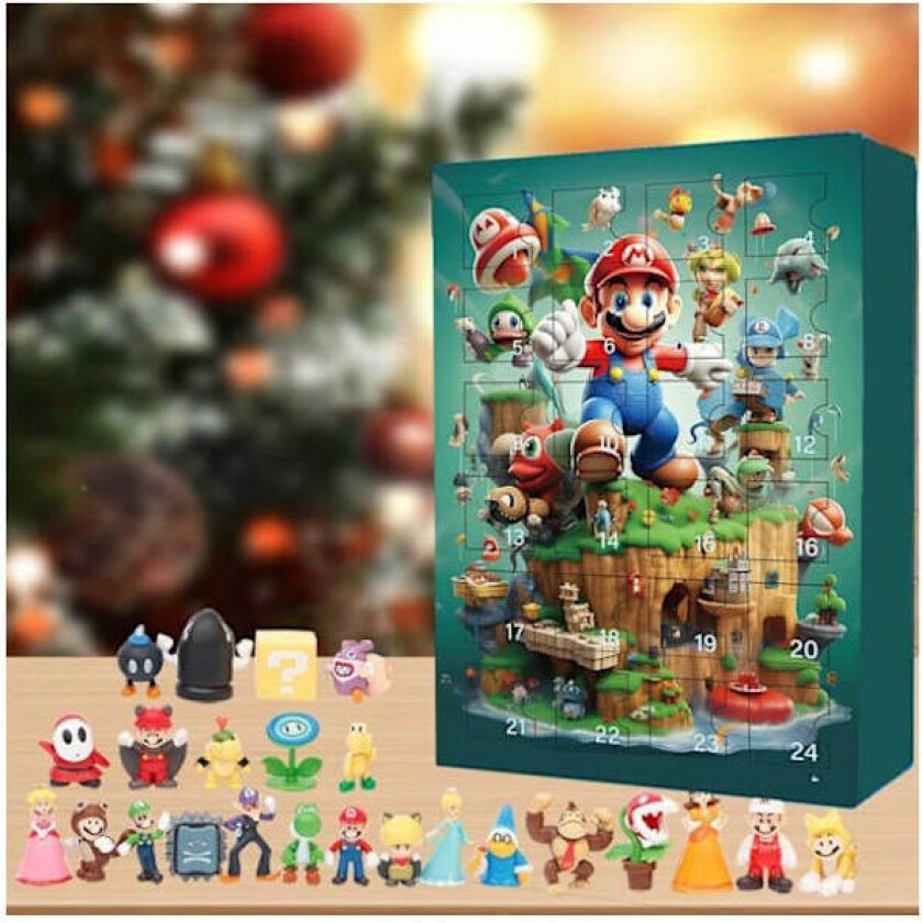 Hot 2025 Adventskalender 2025 med 24 Deler Mario Jul 24 Dagers Nedtellingskalender Blindboks Julegaver Barn Voksne 2