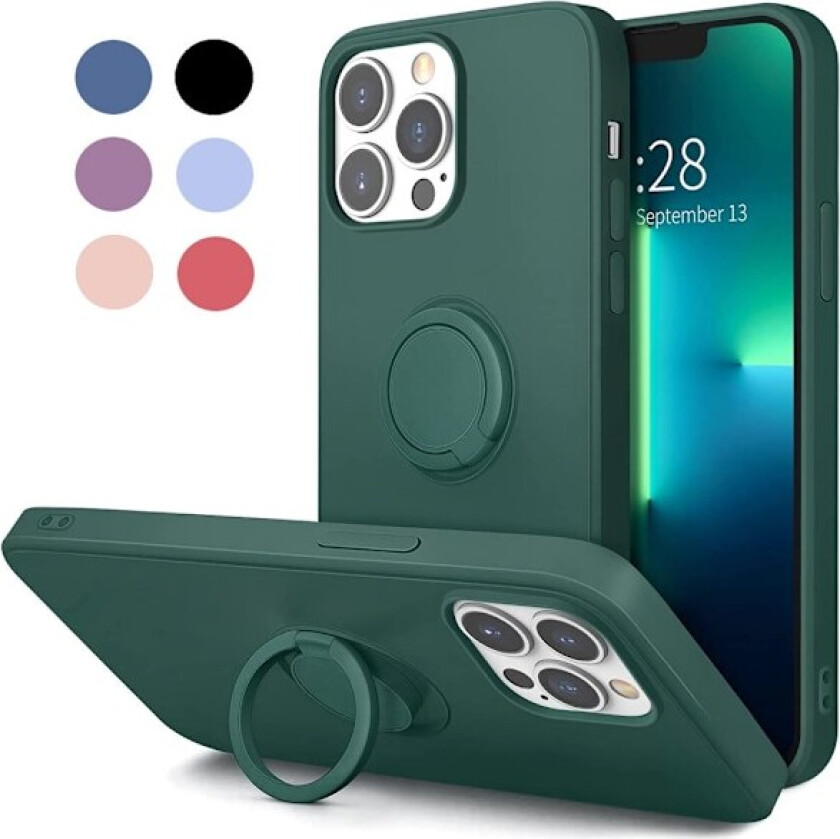 iPhone 12/12 Pro - Silikondeksel med Magnetisk Ringholder Velg Farge Svart