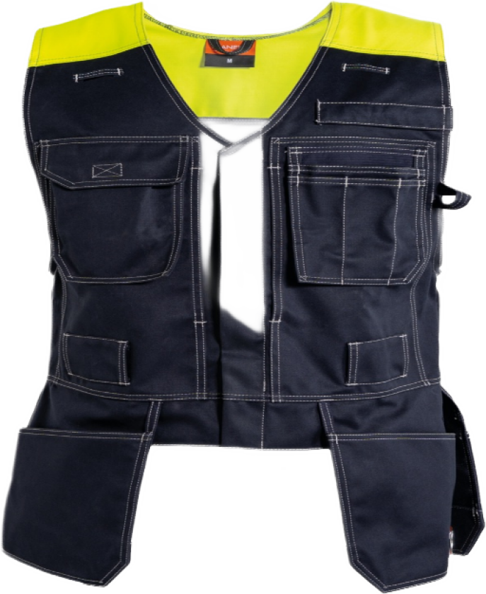 Cantex WS Vest – PFAS-fri, Flammehemmende (57618894-XS, Gul/marineblå, 1 Stykk, størrelse-XS)