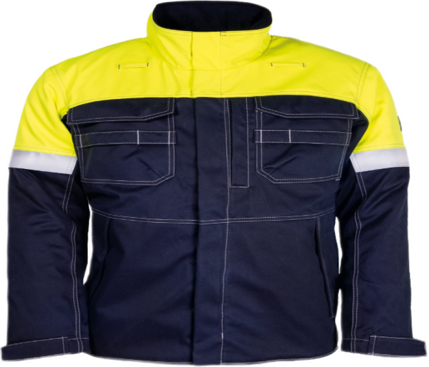 Vinterjakke Dame – Flammehemmende, Vannavvisende (57038894-S, Gul/marineblå, 1 Stykk, størrelse-S)