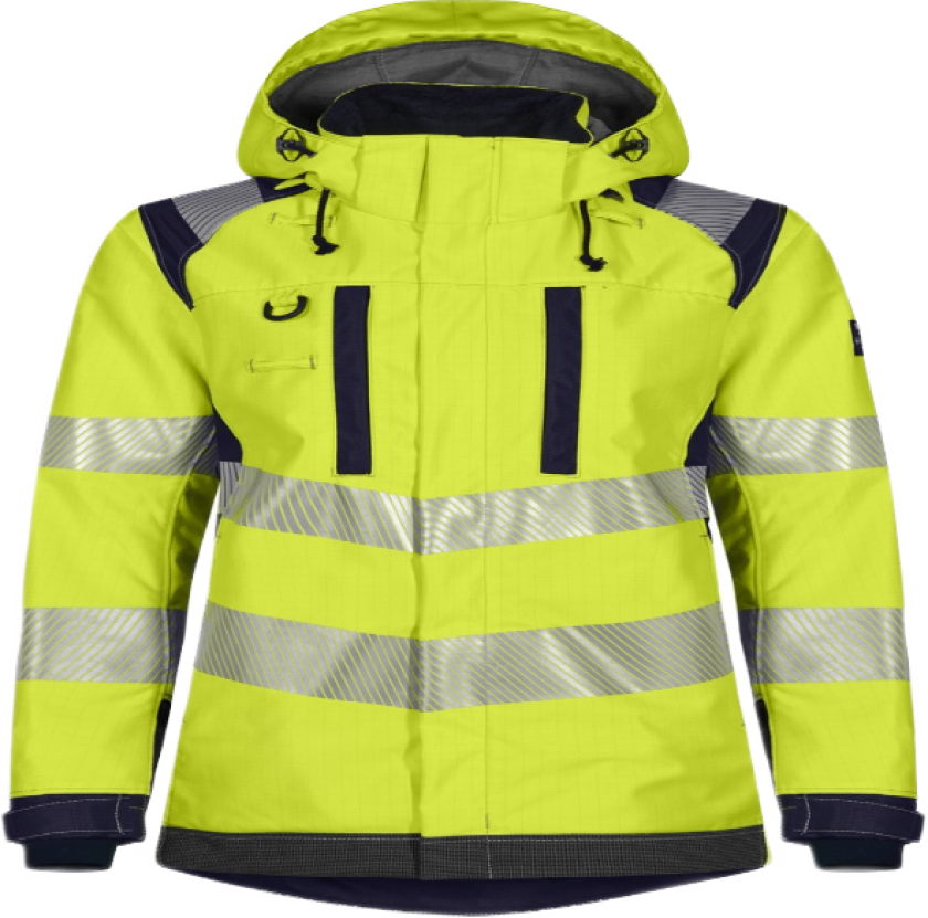 Dame Skalljakke – Flammehemmende, Vanntett (51379494-S, Gul/marineblå, 1 Stykk, størrelse-S)
