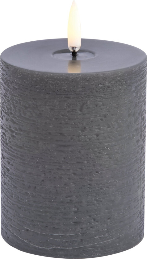 - LED pillar melted candle - Grey, Rustic - 7,8x10 cm (UL-PI-GRM78010)