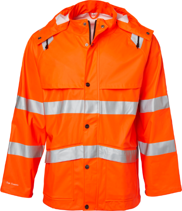 Regnjakke Hi-Vis – Vannavstøtende, Høy Synlighet(1000994, Fluorescerende oransje, Unisex, 1 Stykk, størrelse-XL)