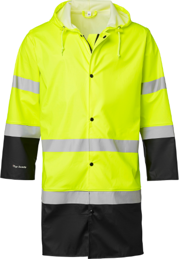 Regnjakke – Høy Synlighet, Vannavstøtende(1000733, Fluorescerende gul/svart, Unisex, 1 Stykk, størrelse-M)