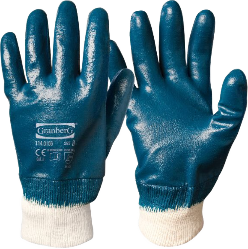 Hanske nitril 8 lett ribb heldyppet
