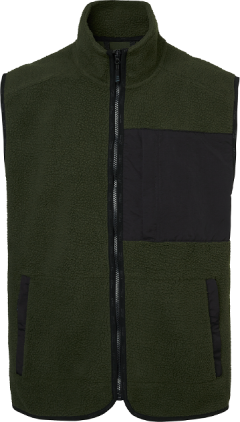 Seth Fleece Vest – Varme og Komfort(1000334, Mørk oliven, Herre, 1 stykke vest, størrelse-M)