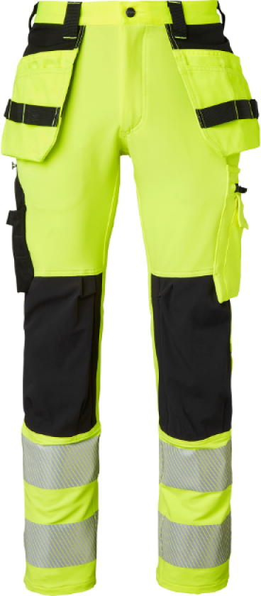 Craftsmenbukser – 4‑veis stretch(1000883, Fluorescerende gul/svart, Unisex, 1 stykke bukser, størrelse-C146)