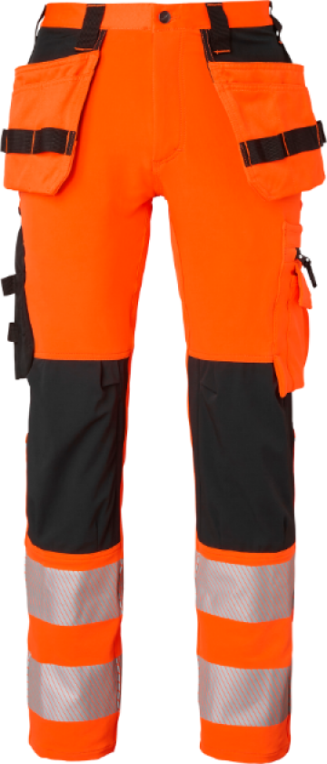 Craftsmenbukser – 4‑veis stretch(1000883, Fluorescerende oransje/svart, Unisex, 1 stykke bukser, størrelse-D96)