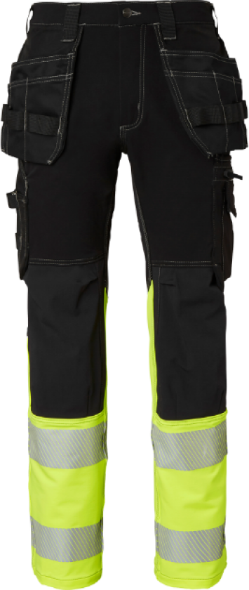 Craftsmen Trousers – 4-Way Stretch(1000882, Svart/Fluorescerende Gul, Unisex, 1 stykke bukser, størrelse-C58)