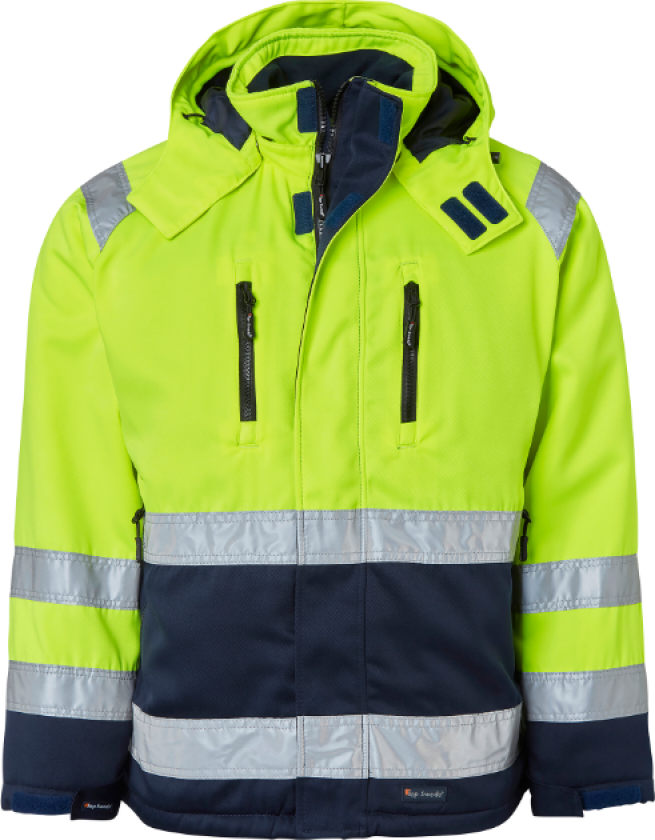 Arbeidsjakke – Varm & Funksjonell(1000695, Fluorescerende gul/marine, Unisex, 1 stykke jakke, størrelse-3XL)