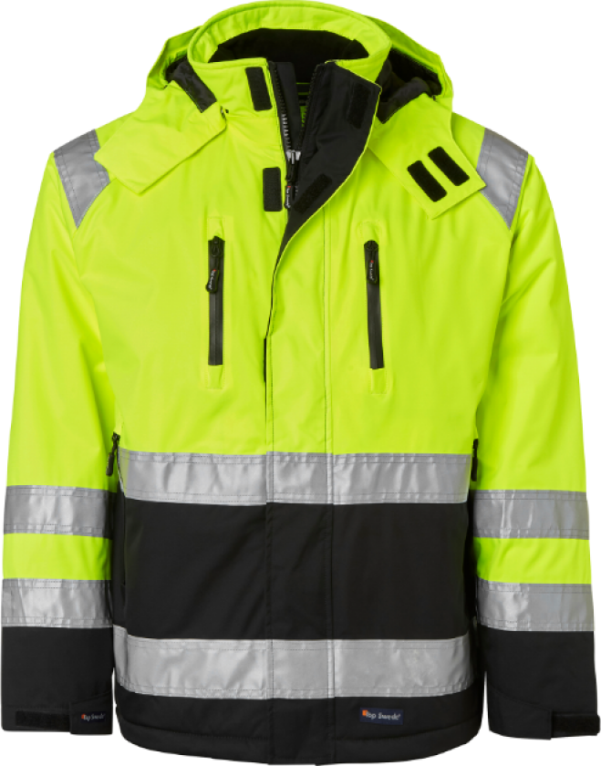 Arbeidsjakke – Vindtett(1000686, Fluorescerende gul/svart, Unisex, 1 stykke jakke, størrelse-S)