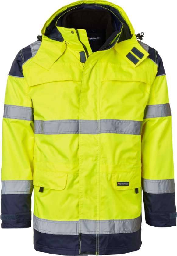 Parka – 3-i-1 Beskyttelse(1000690, Fluorescerende gul/marine, Unisex, 1 stykke jakke, størrelse-XS)