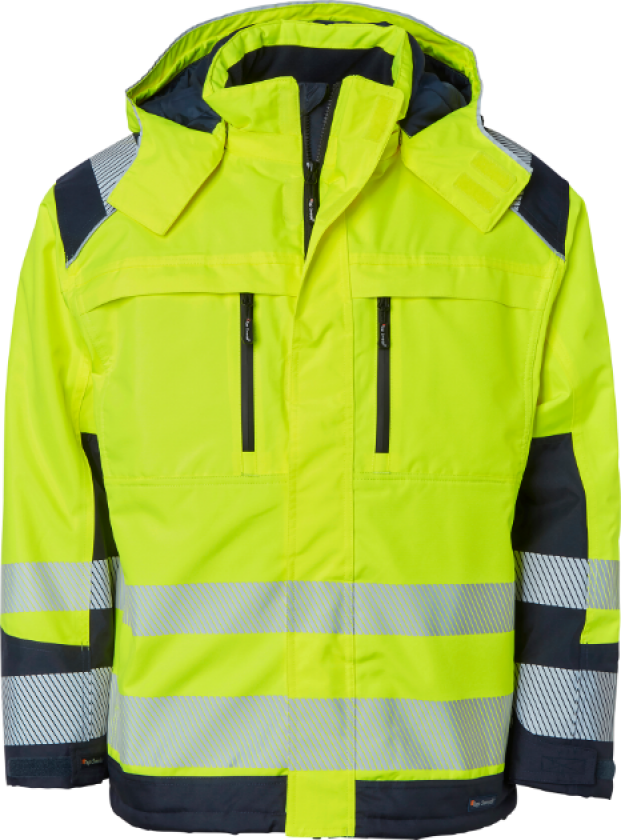Arbeidsjakke – Vanntett & Vindtett(1000684, Fluorescerende gul/marine, Unisex, 1 stykke jakke, størrelse-XL)