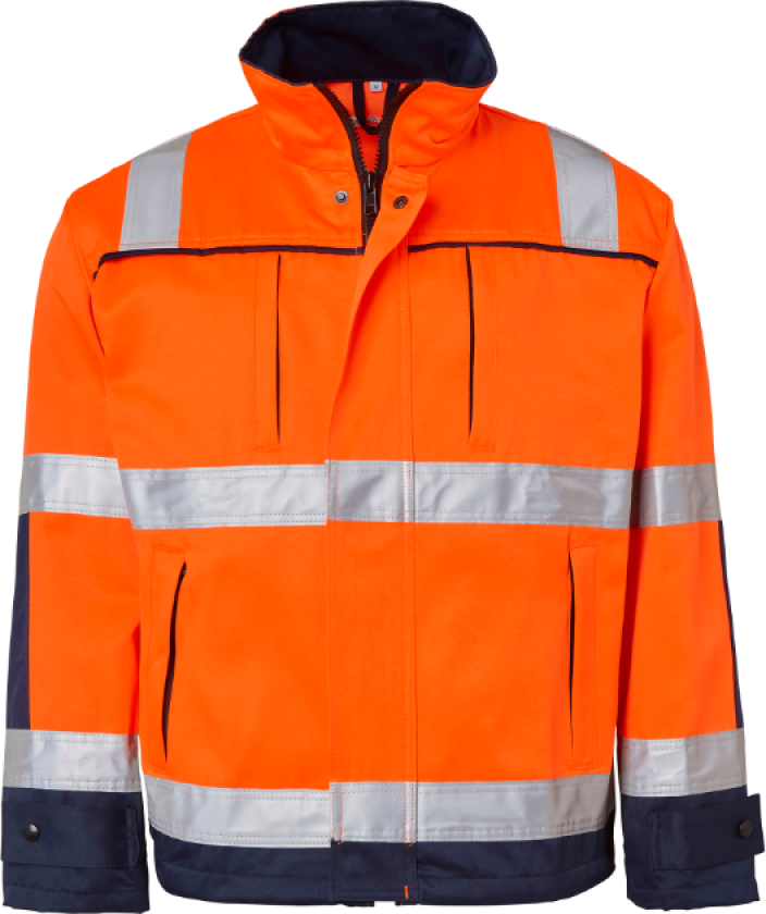 Arbeidsjakke – Høy Synlighet(1000911, Fluorescerende oransje/marine, Unisex, 1 stykke jakke, størrelse-XS)