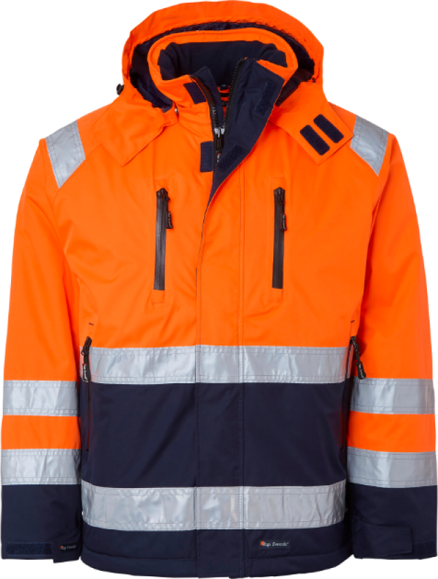 Arbeidsjakke – Vindtett(1000686, Fluorescerende oransje/marine, Unisex, 1 stykke jakke, størrelse-XS)