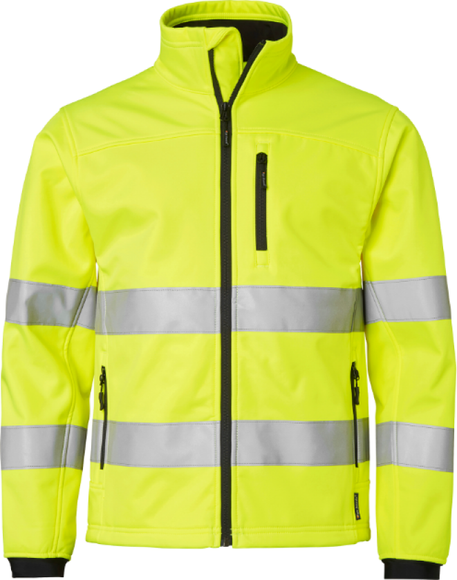7621 Softshell Hi-Vis – Høy synlighet, vannavstøtende(1000984, Fluorescerende gul, Unisex, 1 stykke jakke, størrelse-M)