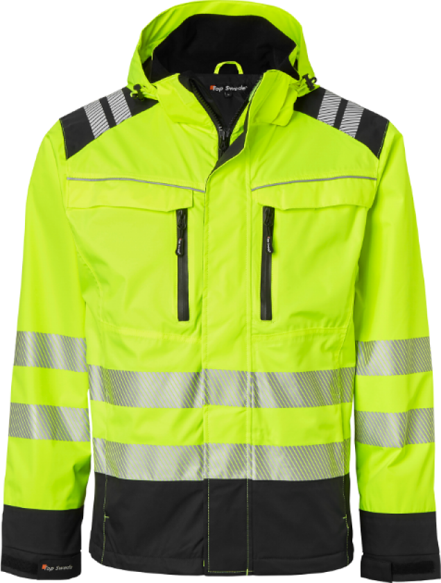 130 Jakke – Vann- og vindtett, høy pusteevne(1000694, Fluorescerende gul/svart, Unisex, 1 stykke jakke, størrelse-M)