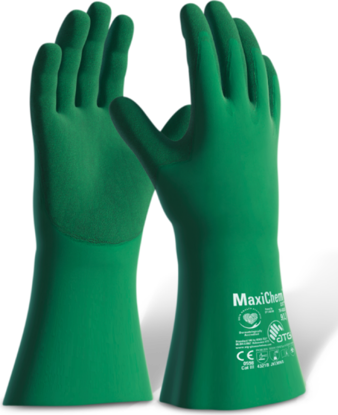 Hansker – Kjemikalie & Kuttbeskyttelse(1000441, Grønn, Unisex, 12 Par, størrelse-9)