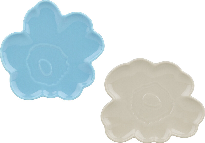 Unikko Shape tallerken 2-pakning, lyseblå/beige