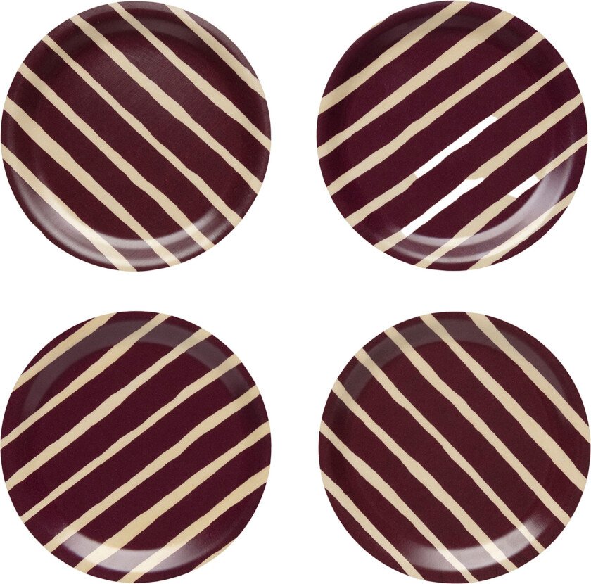Bilde av Piccolo glassunderlag 4 stk, bjørk/burgunder