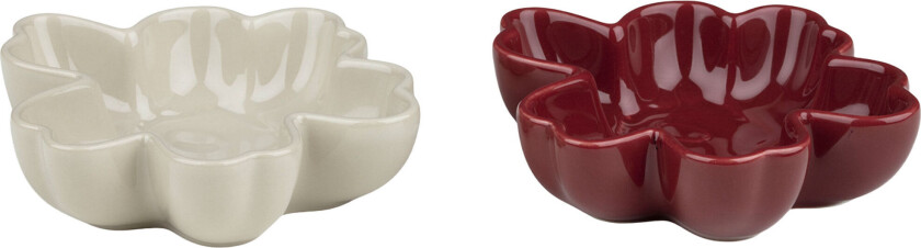 Bilde av Unikko Shape skåler 11 cm, 2 stk, hvit/burgunder