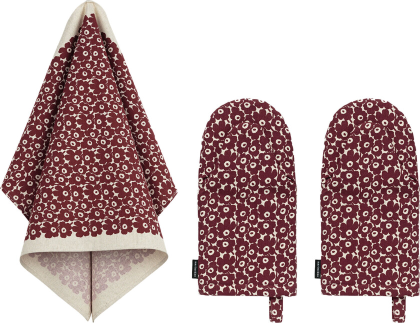 Pikkuinen Unikko tekstilsett, burgunder