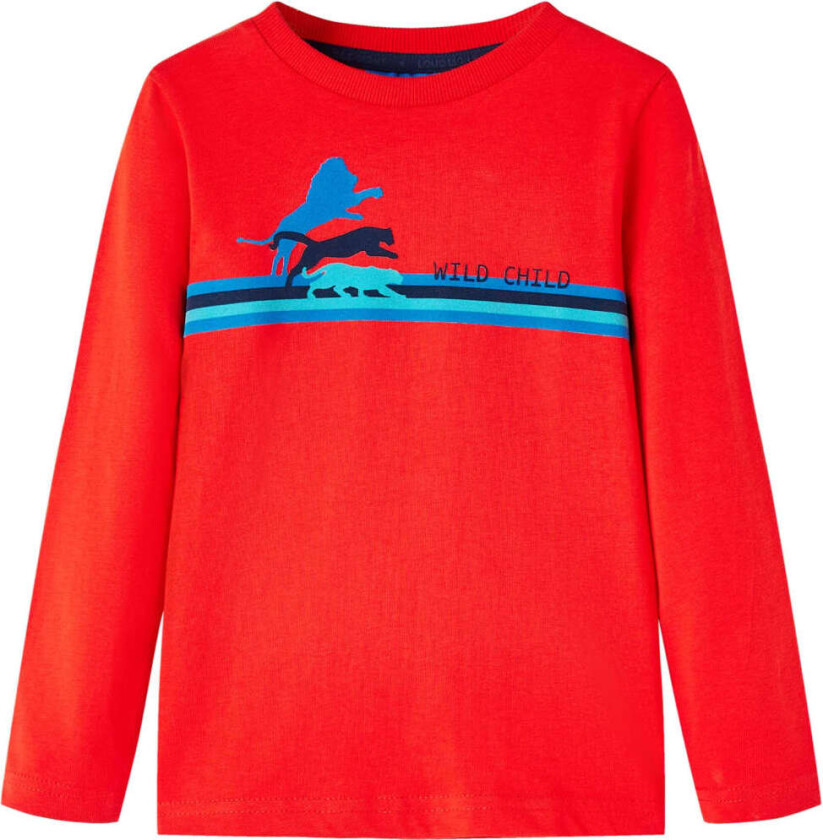 T-skjorte for barn med lange ermer rød 104