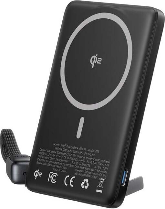 MagPro Slim 5K Black | P75-P1 Nødlader - Svart - 5000 mAh