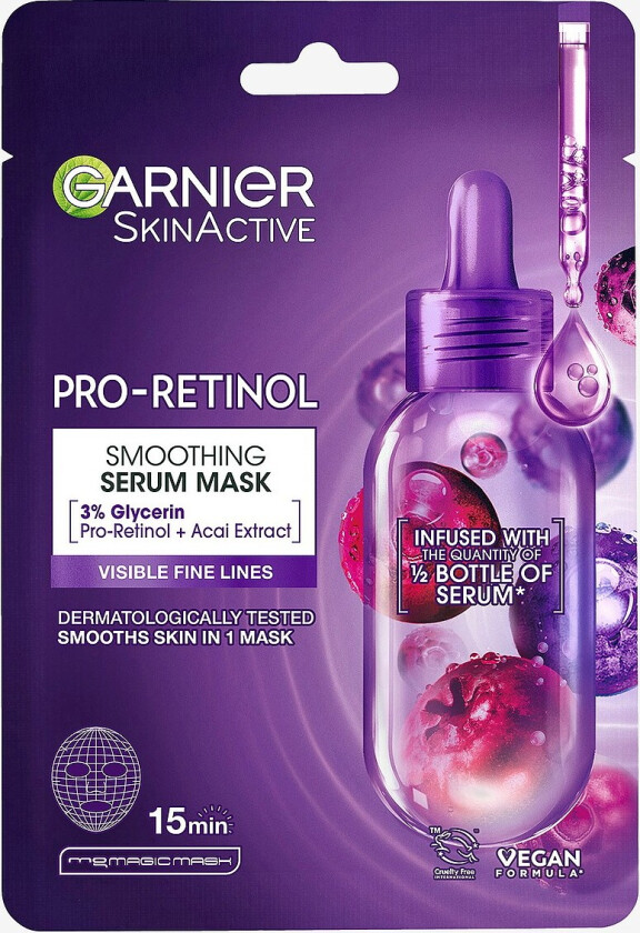 Skinactive Pro-Retinol Smoothing Serum Sheet Mask For All Skin Types - Transparent