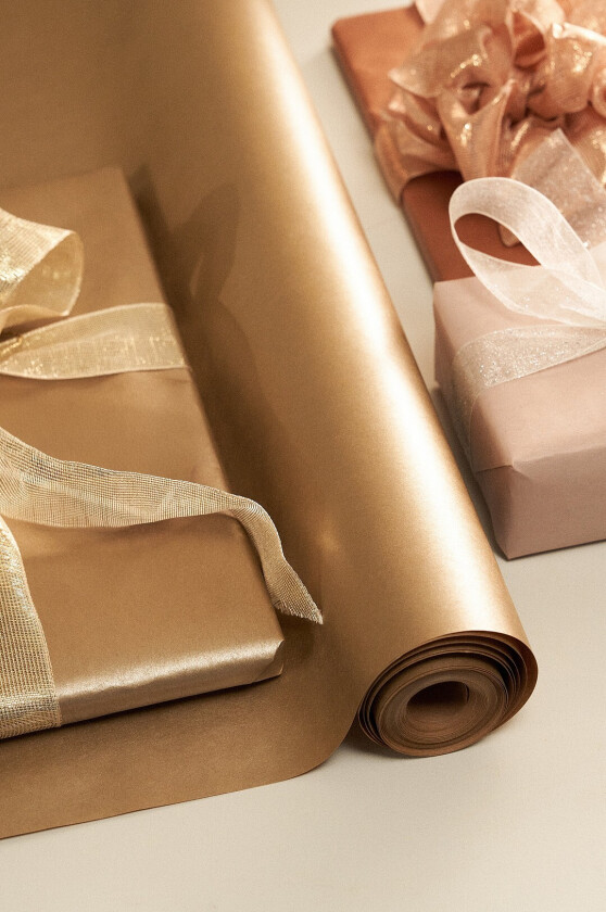 Gavepapir Uni 7 meter - Gull