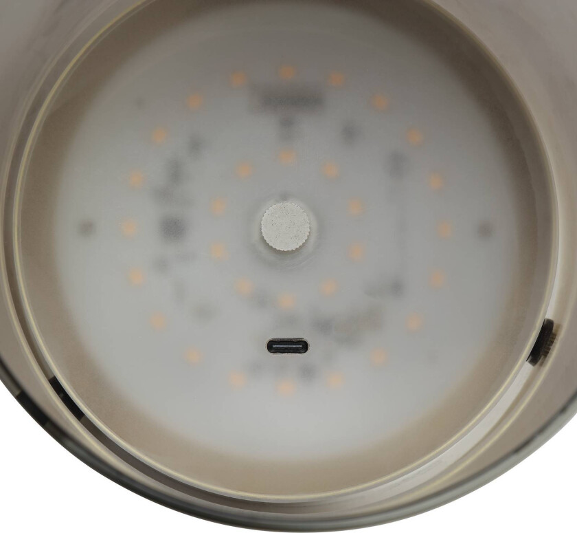 LED-bordlampe Lumeo, Ø 13 cm, messingfarget/røykgrå