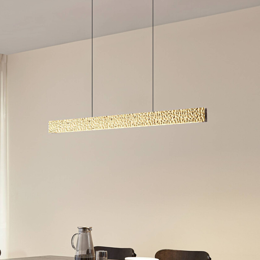 Lucande LED-hengelampe Nivara, 117 cm, gull, metall