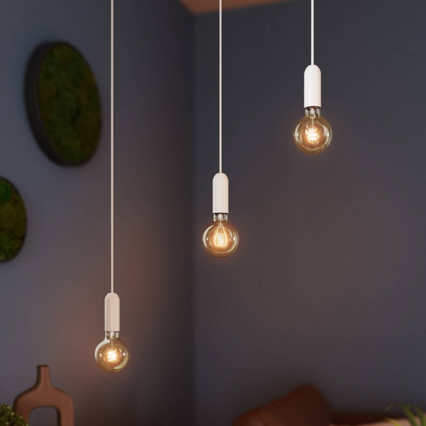 OSRAM hengelampe VINTAGE 1906 ROUND, hvit, metall, Ø 10 cm