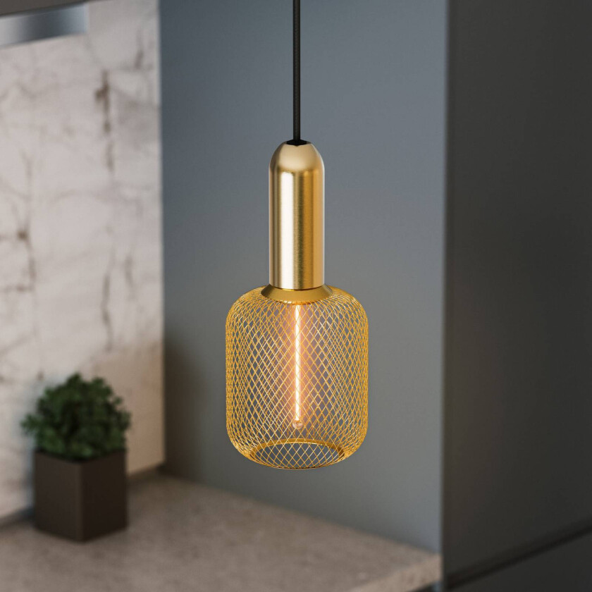 OSRAM hengelampe VINTAGE 1906 ROUND, gull, metall, Ø 10 cm