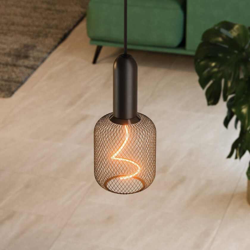 OSRAM hengelampe VINTAGE 1906 ROUND, svart, metall Ø 10 cm