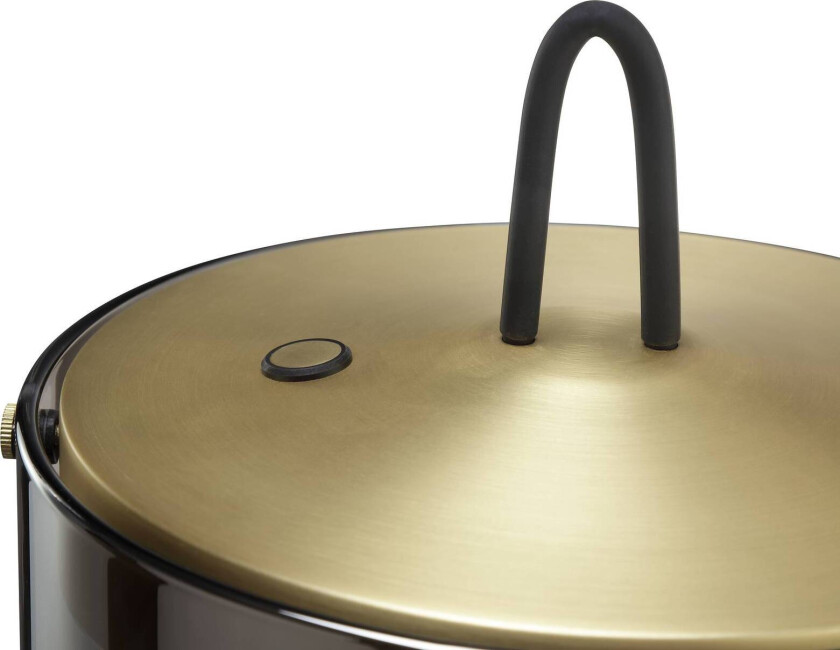 LED-bordlampe Lumeo, Ø 21 cm, messingfarget/røykgrå