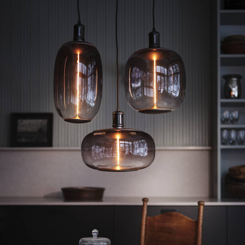 OSRAM hengelampe VINTAGE 1906 BOBBIN, svart metall Ø 10 cm