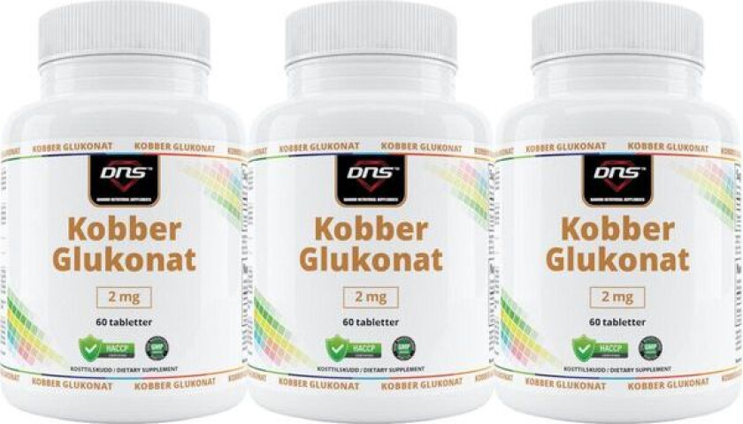 3-pack Kobber Glukonat 2 mg - 3 x 60 tabletter