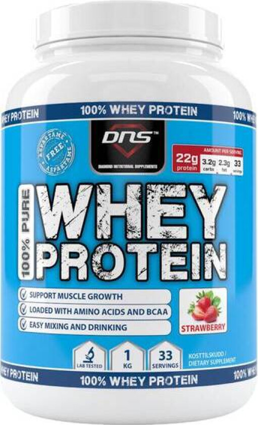 100% Pure Whey Protein Jordbær 1 kg