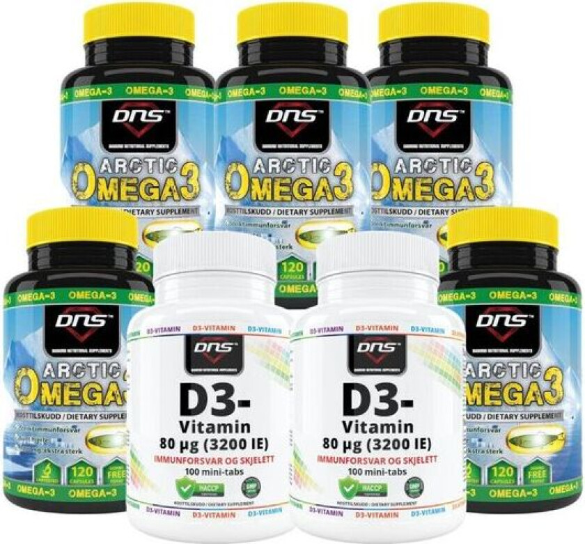 Omega-3 og Vitamin-D3 Pakken - 200 dagers forbruk!