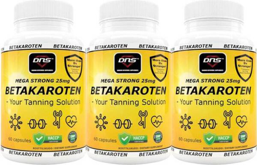3-Pack Betakaroten Tanning Solution - 3 x 60 kapsler