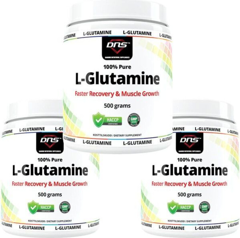 3-Pack 100% L-Glutamin - 3 x 500 gram
